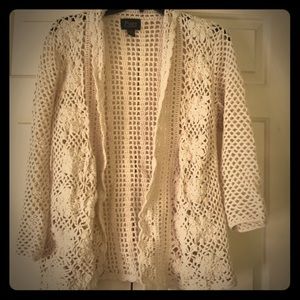 Cream hand knit 100%cotton cardigan